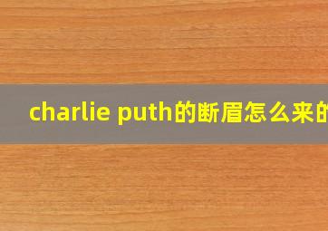 charlie puth的断眉怎么来的